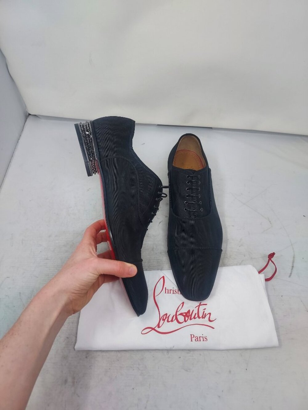 Christian Louboutin MENS Black Greggyrocks Stud Lace Up Oxford Shoe